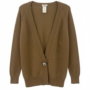 Chloe brown V neck cardigan sweater